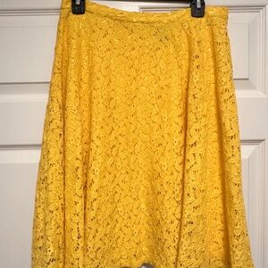 Grace Elements Yellow Lace A-Line Skirt